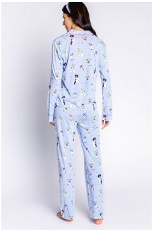 NWT PJ Salvage L Playful Prints Dog Lover Cotton Pajama Set Blue 100128