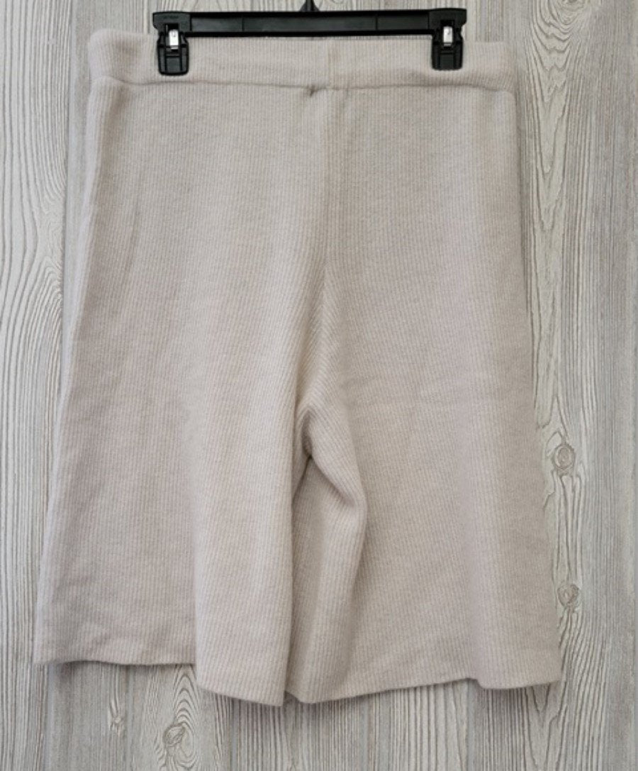 NWT Calme Johnny Was L Ribbed Cashmere Bermuda Shorts Cream 100421