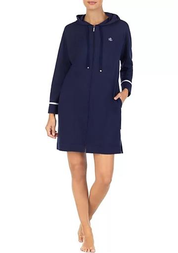 NWt Ralph Lauren S Knit Hooded Lounger Nightgown LN21624 Navy Blue #102921