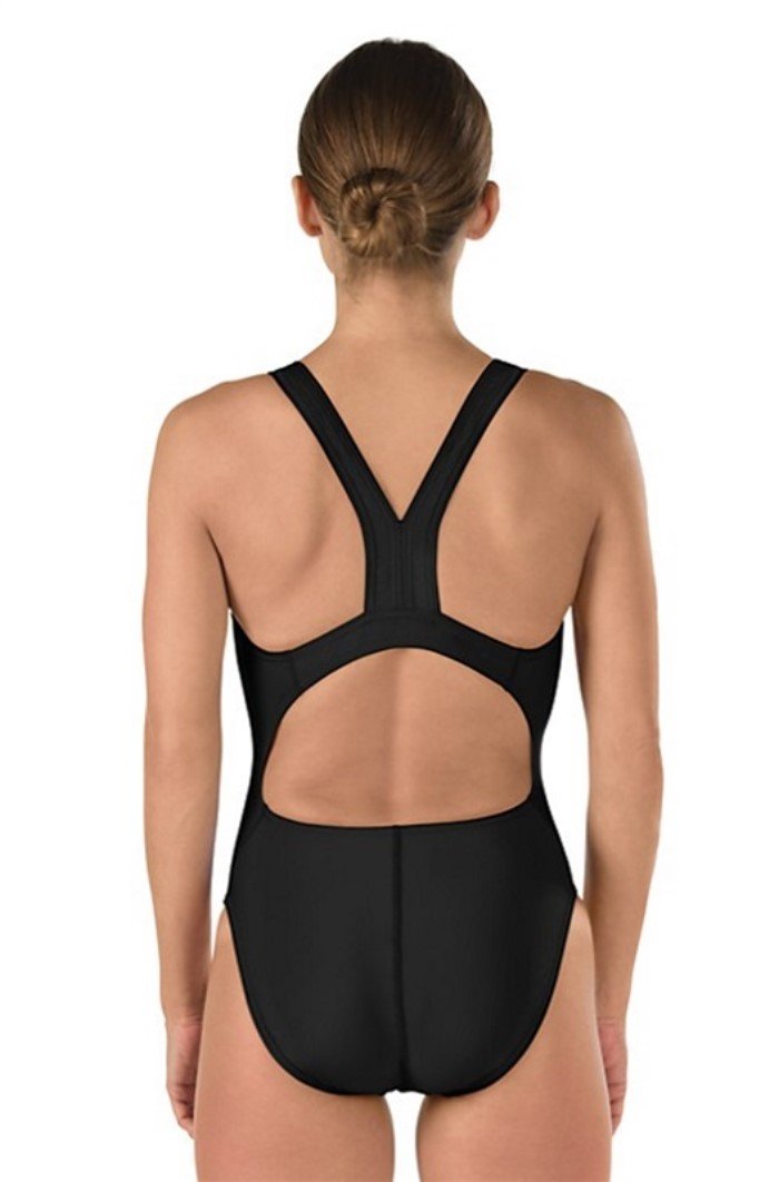 NWT Speedo Sz 8/34 PROLT Super Pro Back Solid One Piece Swimsuit Black 110445