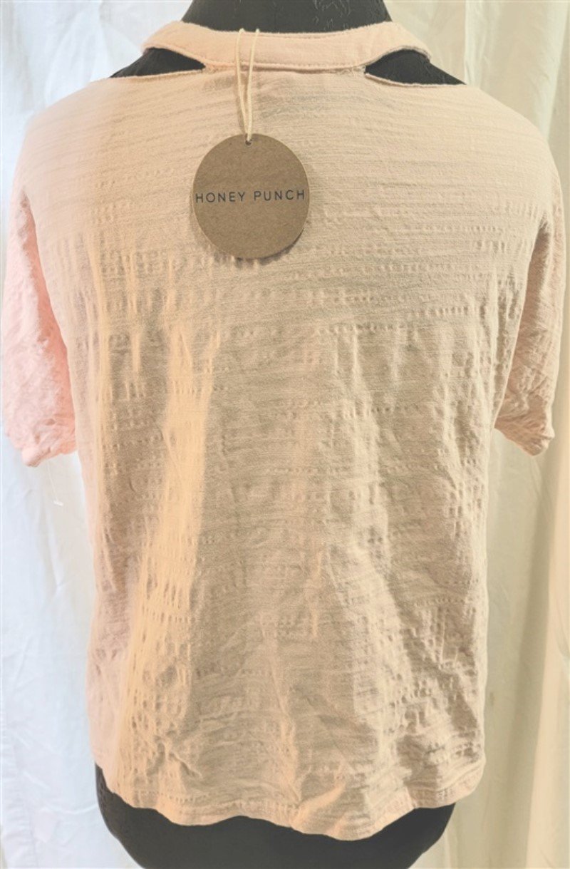 New Honey Punch Anthropologie S Distressed Off the Shoulder T-Shirt Peach 111659