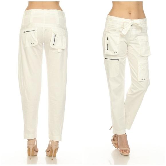 NWOTD pete & greta Sz 8 Ivory Cargo Pants 112183