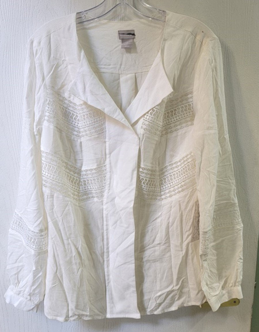 NWT Chico's 4/6 Ivory Lace Pull OVer V Neck Tunic 113367
