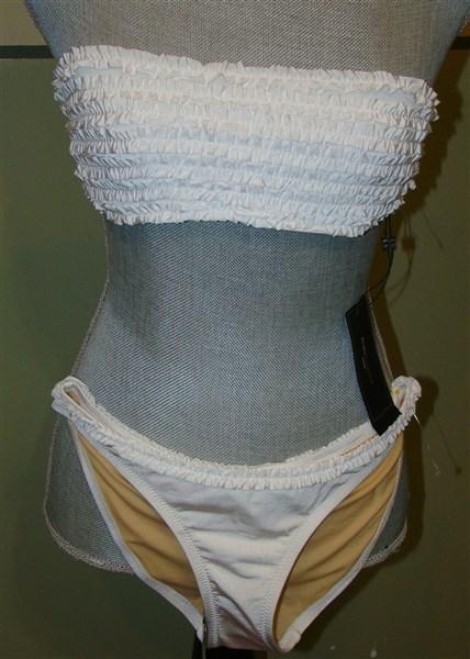 NEW BCBG Max Azria M Ruffle Bikini Bandeau Top White 113987