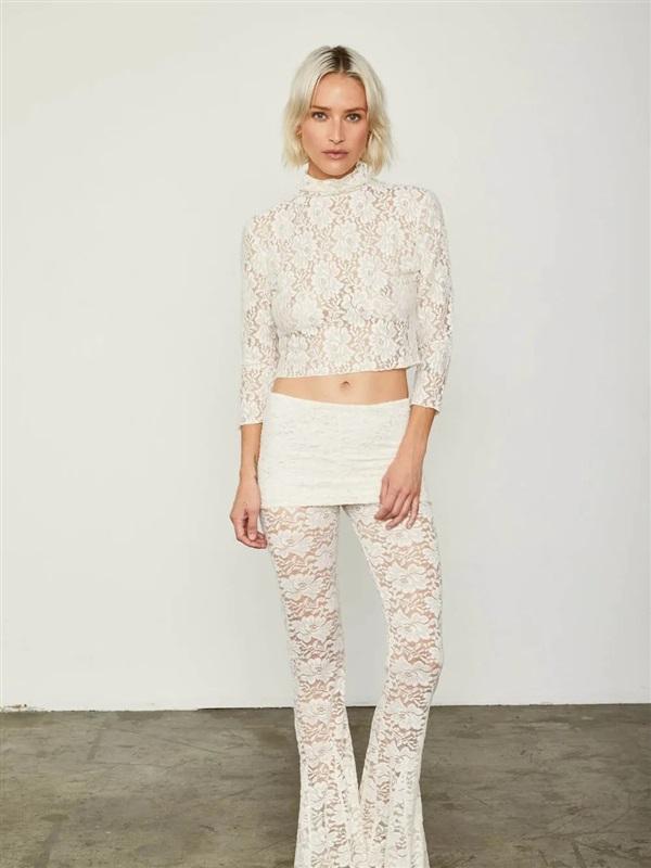 NWOT Free People HAH Intimates XXS Blow Your Horn Lace Bell Bottom Pants 114816