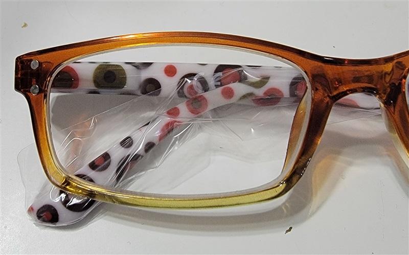 NWT Eye Keppler 1.0 Orange Sheer Polka Dot Rectangle Reading Glasses 115221