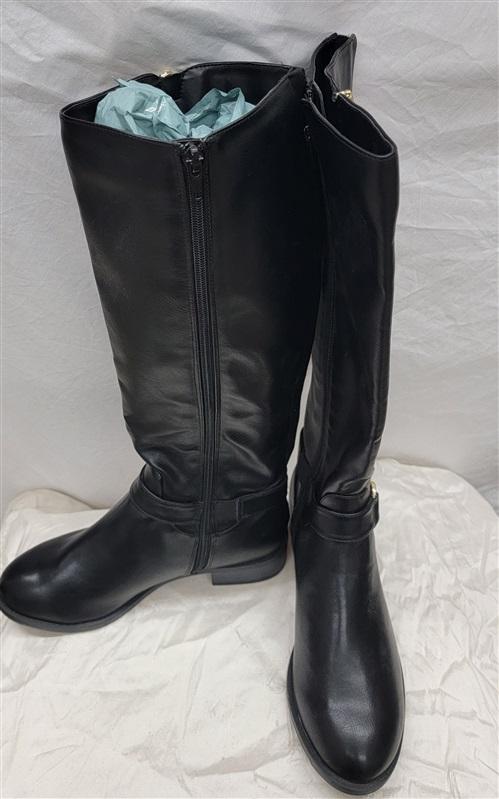 NWOT Thalia 7.5 Riding Boots Equestrian Bit Faux Leather BLack 117147