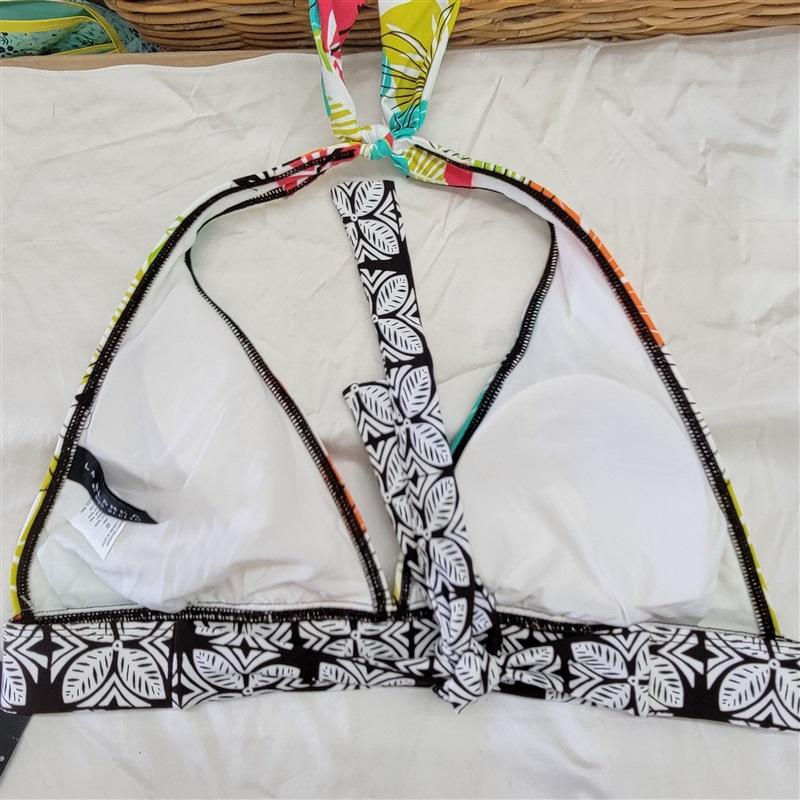 NWT La Blanca Rod Beattie 8 Mod Flowers Halter Triangle Bikini Swim Top 117256