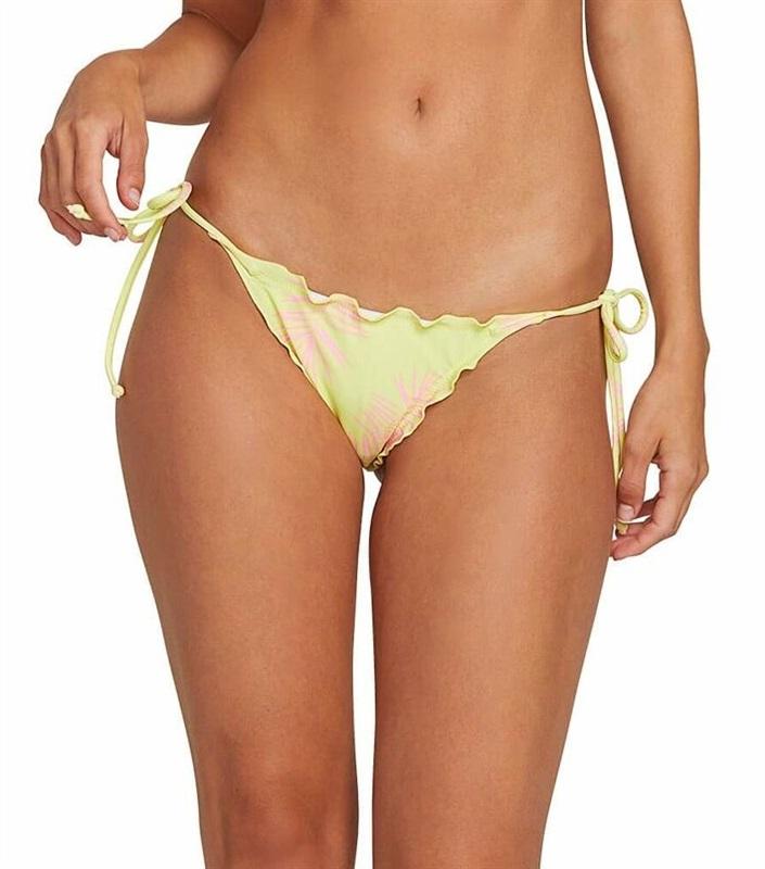 NWOT Volcom Take A Neon S Palm Side-Tie Cheeky Bikini Swim Bottom 117283