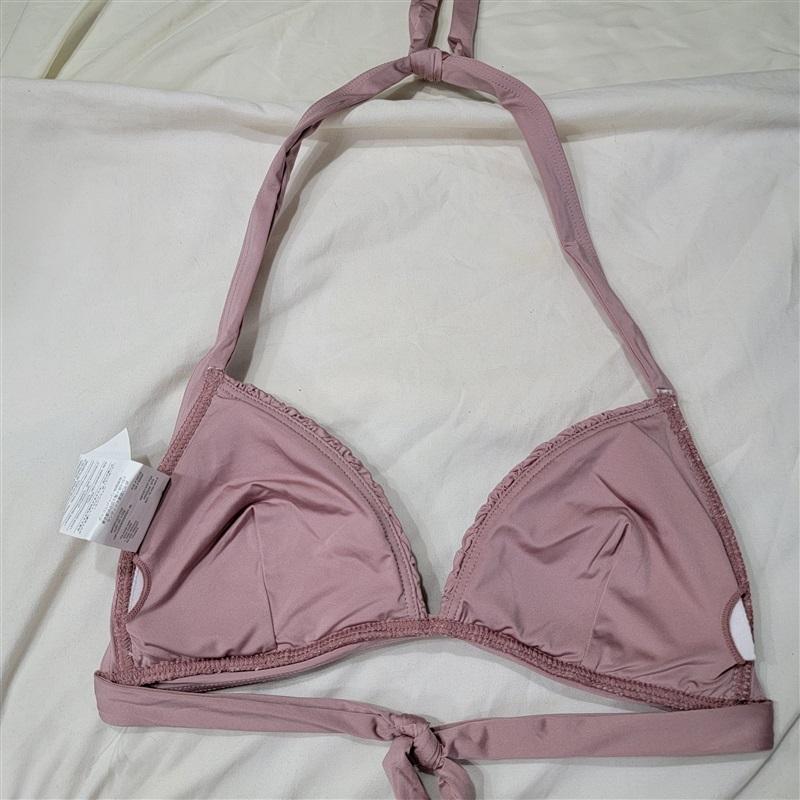 NWOT Volcom Solid Pink S Smocked That Tri Bikini Swim Top 117447