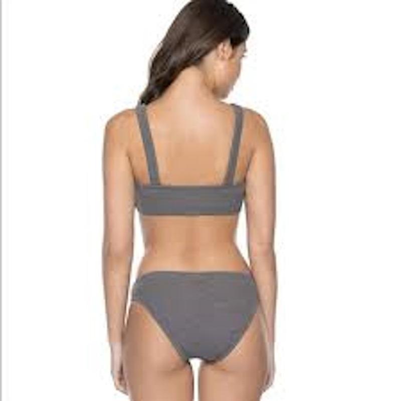 NWT Pilyq PQ Sand Reef L Layla Bikini Top Teeny Swim Bottom Gray Set 118290
