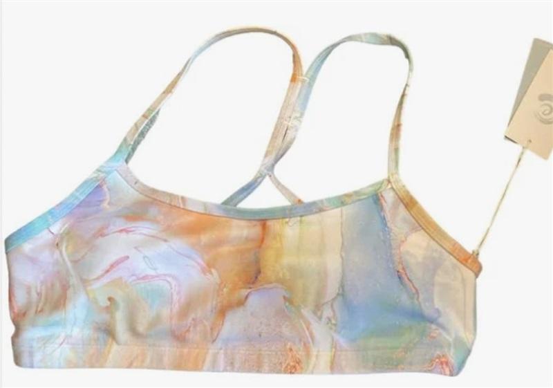 NWT Calme Endurance Cross Back Sports Bra M Marble 118435