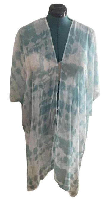 NWOT Boston Proper m/L Open Front Tye Dye Turquoise Cover Up 118443
