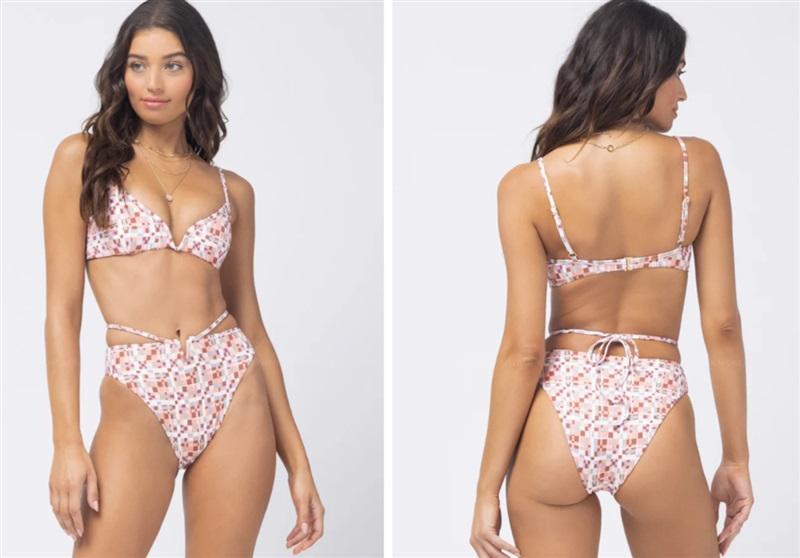 NWT L*Space M Helena Bikini Top BLP Squares SwimSuit 118461