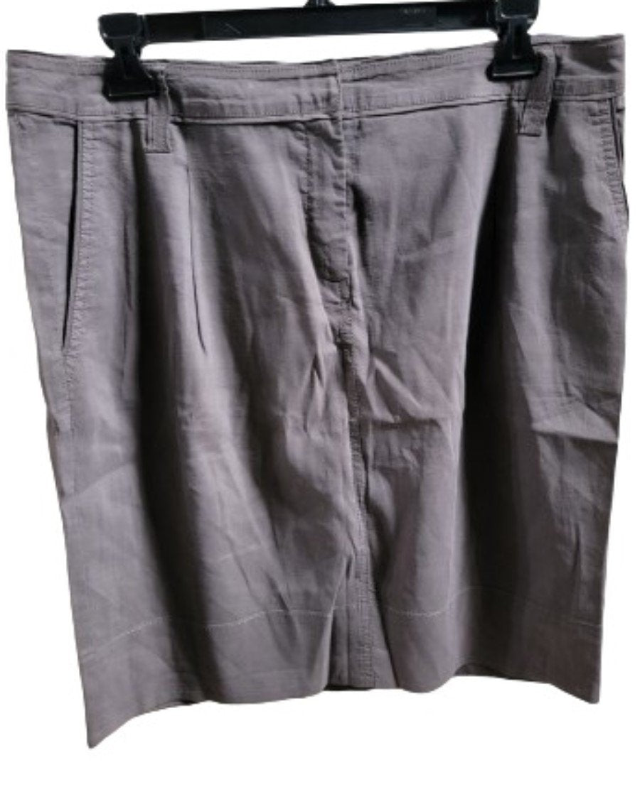 NWOT Eileen Fisher 8 Gray Linen Mini Skirt Pockets 118477