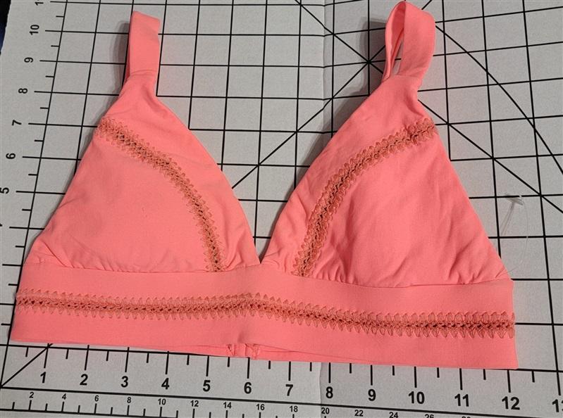 NWOT Pilyq Neon Orange S Stitched Triangle Bikini Swim Top 118522