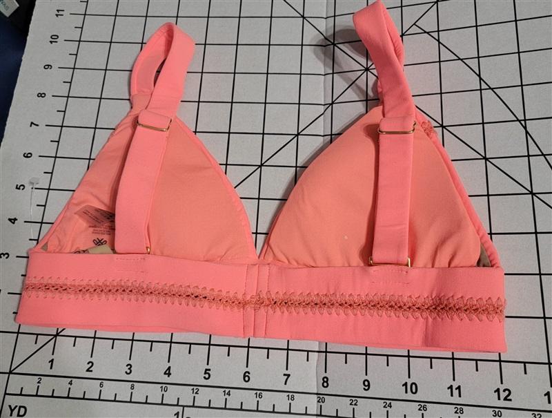 NWOT Pilyq Neon Orange S Stitched Triangle Bikini Swim Top 118522