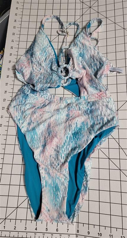 NWT Isabella Rose SM Ring Pink Blue 1PC Swimsuit Black 118528
