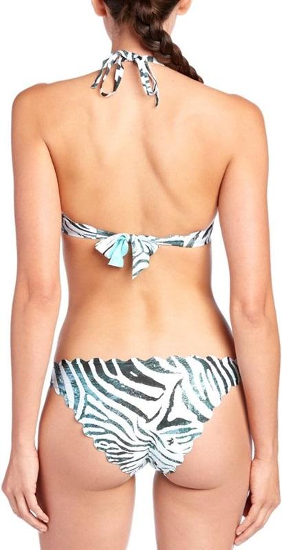 NWOT Pilyq Zebra L Dreamy Blue Reversible Halter Scallop Bikini Swim Top 118643