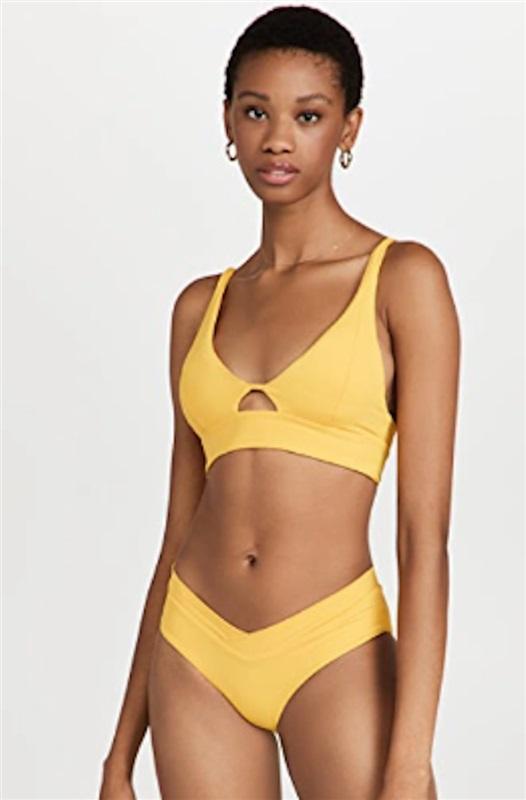 NWT L*Space S Alia Keyhole V Bikini Top MGD Yellow 118732