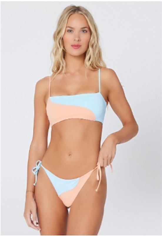 NWT L*Space Ari S Color Block TSB Blue & Orange Bikini Swim Top 118734