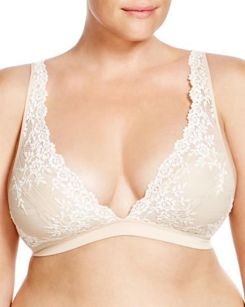 NWOT Wacoal 34 Embrace Lace Soft Cup Non-Wire Bra 852191 Beige 119003