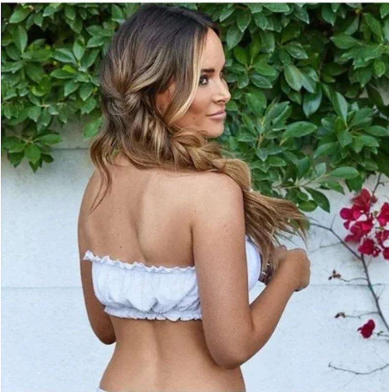 NWT Pilyq Amanda Stanton L Sail White Remi Ruched Bandeau Bikini Swim Top 119032