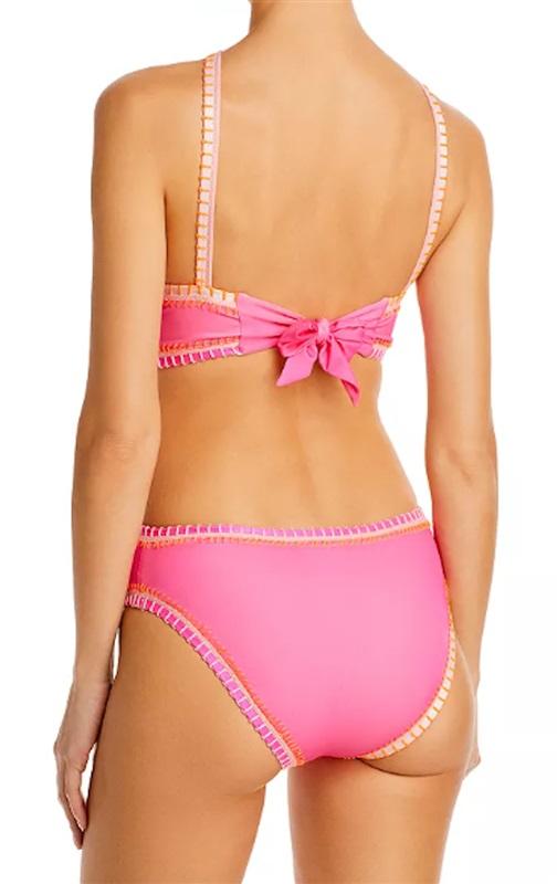 NWOT Pilyq Platinum M Crochet Halter Neck 1PC Pink Monokini SwimSuit 119037