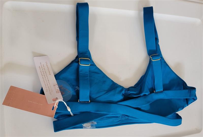 NWT Pilyq PQ D Ocean Blue Genesis Halter Bikini Swim Top 119091