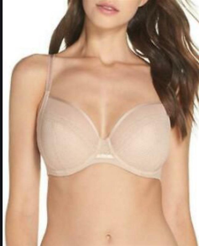NWOT Chantelle 36B Parisian Allure Unlined Plunge Bra 2231 Beige 119201