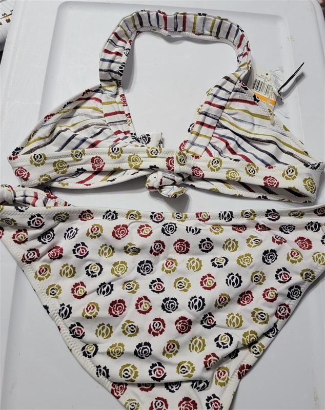 NWT BCBG Max Azria Polka Dot Tie Bikini Halter Top & Bottom Reversible 119243