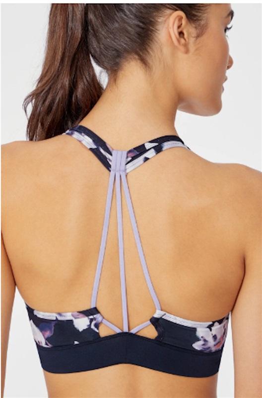 NWT Zobha S Ellen Hot Sauce Sports Bra Black Inky Floral 119781