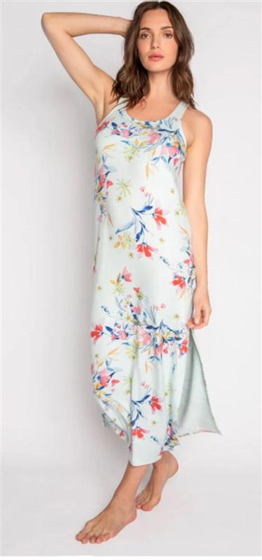 NWT PJ Salvage M Budding Bouquet Floral Aqua Racerback Lounge Dress 119971