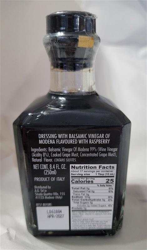 NWT Acetaia Del Re Dressing Balsamic Vinegar of Modena Raspberry 122289