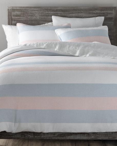 UGG Arcata Queen Duvet Cover Waffle-Weave Pink Blue & White Bedding 122548