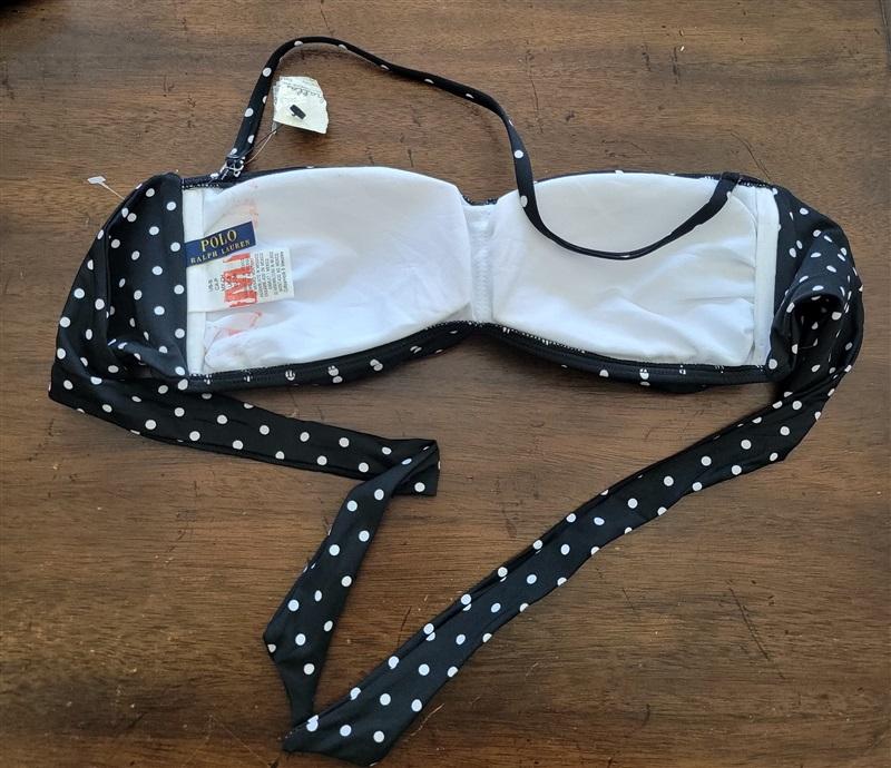 Sample Ralph Lauren Beach Club SZ S Polka Dot Bandeau Bikini Swim Top 122734