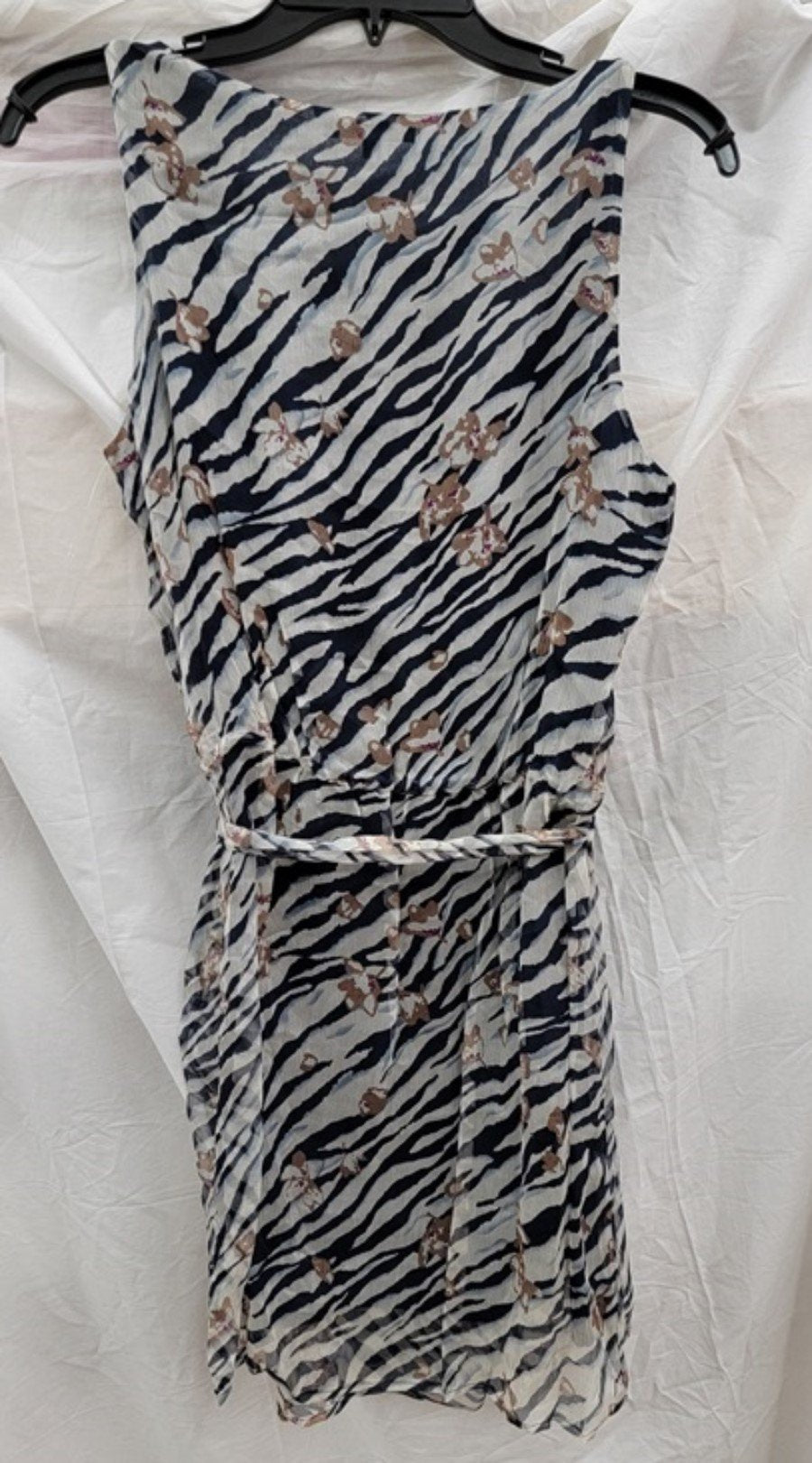 NWT Glam Boutique SMALL Zebra Floral 100% Silk Pleat Mini Dress 123076
