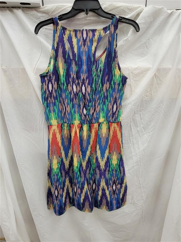 NWOT Glam Boutique SMALL T Back Rainbow Stripe 100% Silk Mini Dress 123094