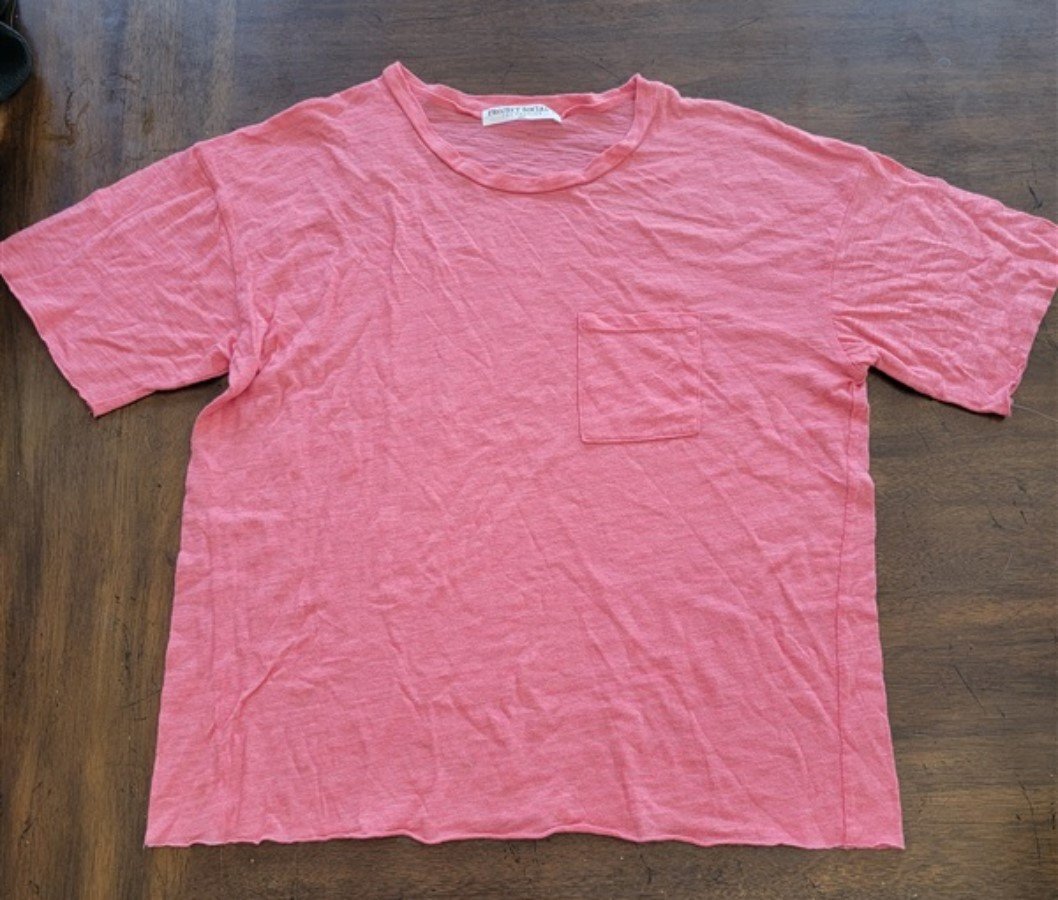 NWOT Project Social T S Coral Slub Pocket T Shirt Raw Hem 123096