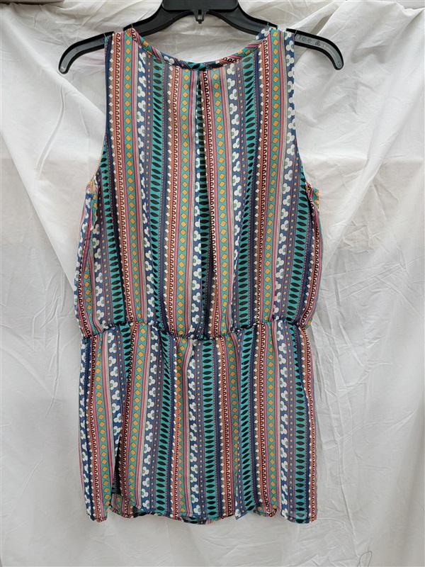 NWOT Glam Boutique MEDIUM Teal Mod Stripe Shift Dress 123118