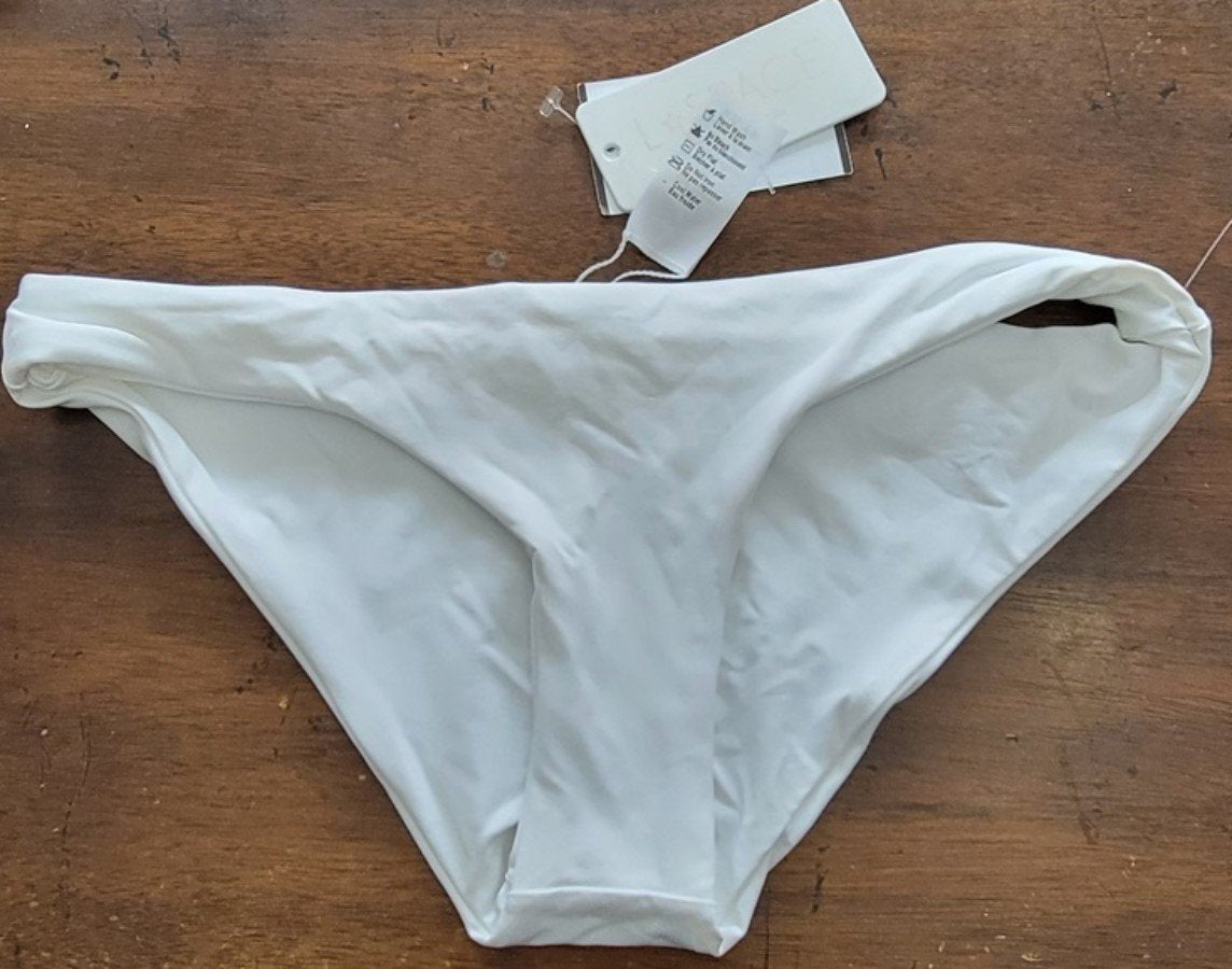 NWTD L Space Sandy XS White Reversible Cheeky Bikini Swim Bottom 123306