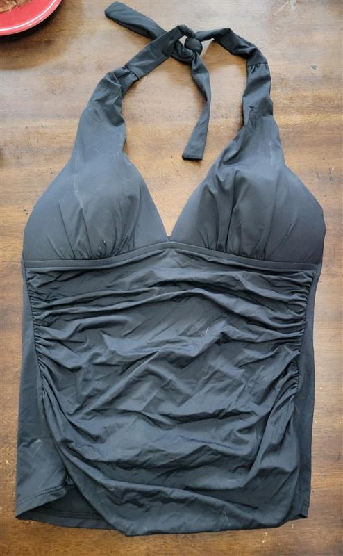 NWT La Blanca 4 Island Goddess Halter Tankini Top Swimsuit Top Black 123423