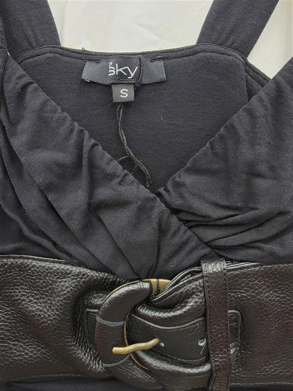 NWOT Sky S Drape Black Belted Club Mini Dress Tunic 123441