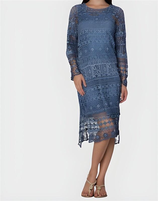 NWOT XCVI XS Crochet Blue Lace Overlay Dress 123443