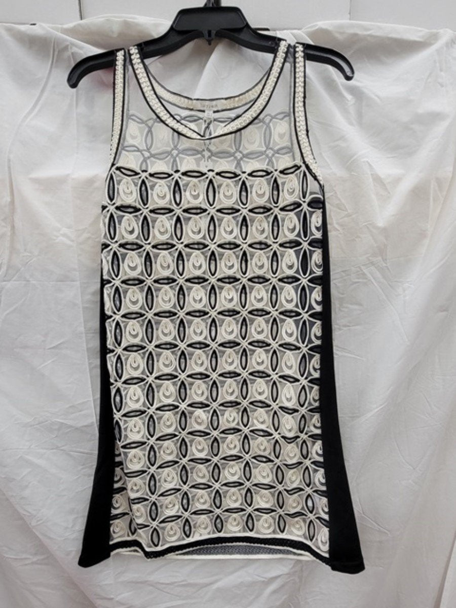 NWT Lucy Paris M Sheer Black White Cording Club Mini Dress 123447