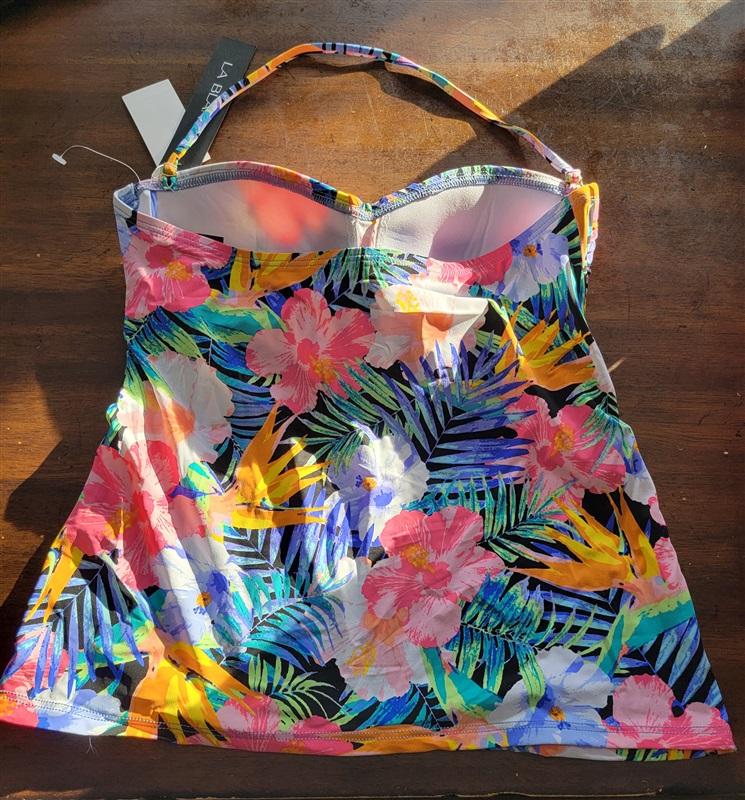 NWT La Blanca Island Goddess 4 Tropical Bandeau Tankini Swim Top 123485