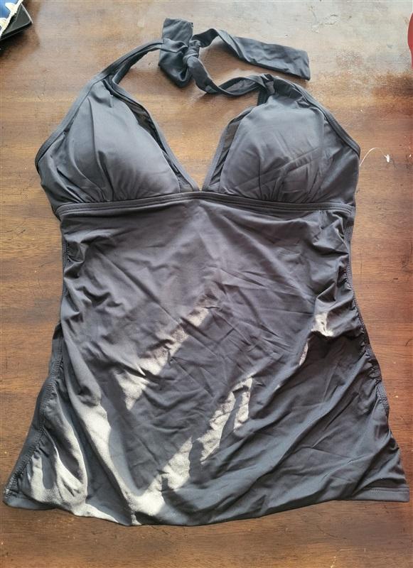 NWT Tommy Bahama XS Mesh V neck Long Tankini Black 123506