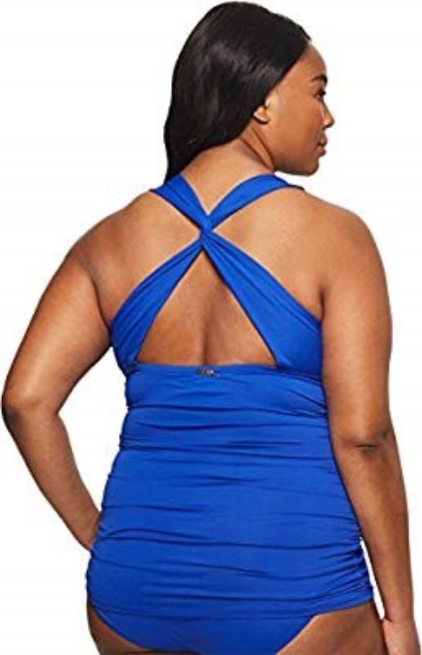 NWT Ralph Lauren 20W Beach Club Plunge Halter Skirted 1 Piece Swimsuit 123528