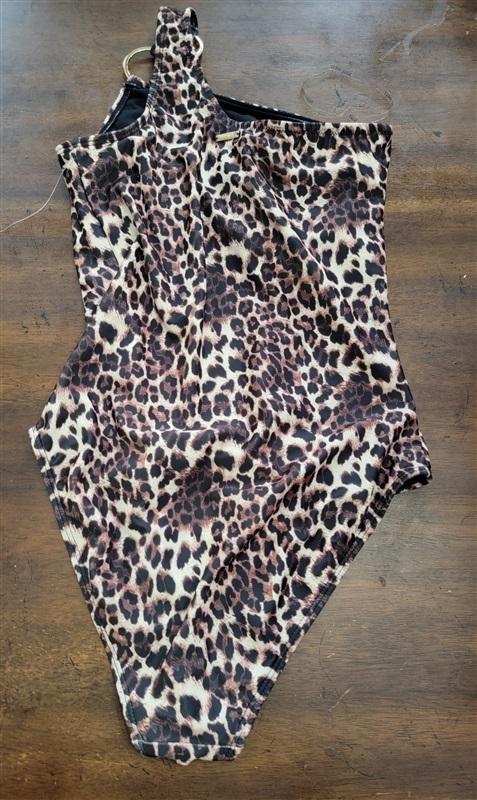 NWOT Nine West S One shoulder Ring Animal Print 1 PC Swimsuit 123626