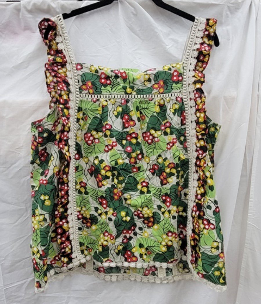 NWT Daniel Rainn L Arya Print Crochet Lace Trim Tank Top 123635